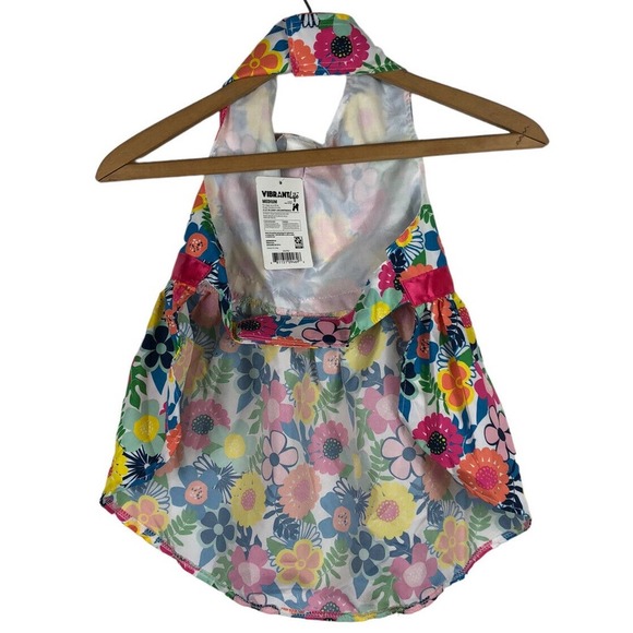 Vibrant Life Medium Dog Dress with Bow Beagle Standard Poodle Floral NEW - Picture 3 of 7